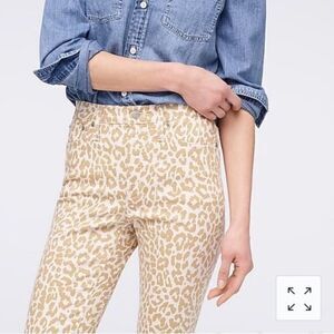 J crew high rise leopard toothpick ankle jeans 29